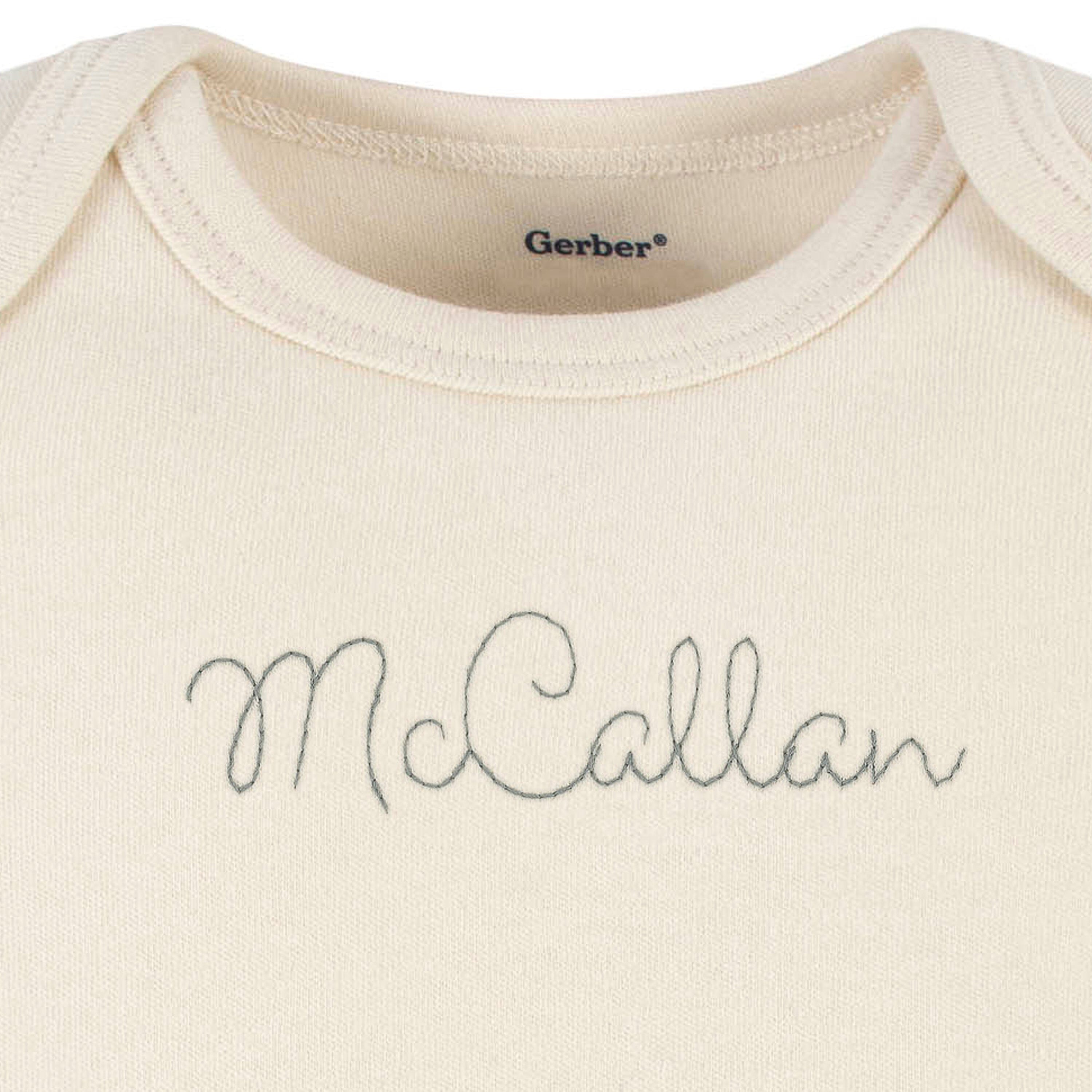 Embroidered Baby Neutral Natural Premium Short Sleeve Onesies® Bodysuit onesies Gerber® 