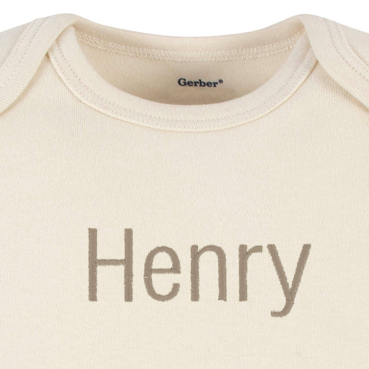 Embroidered Baby Neutral Natural Premium Short Sleeve Onesies® Bodysuit onesies Gerber® 