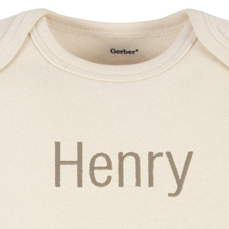 Embroidered Baby Neutral Natural Premium Short Sleeve Onesies® Bodysuit