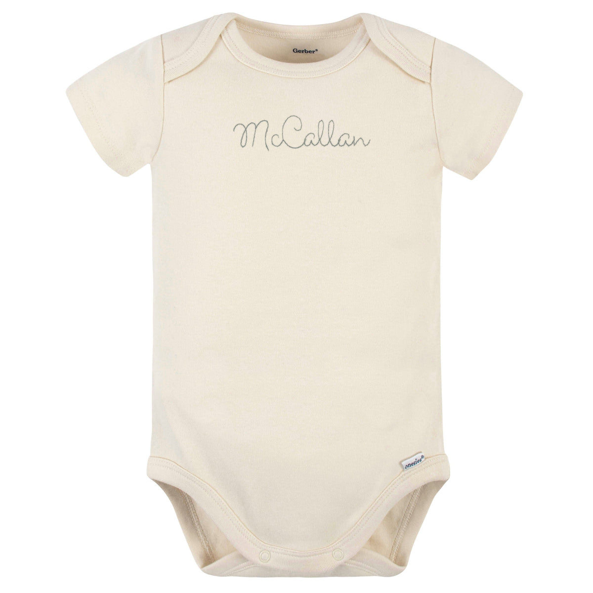 Embroidered Baby Neutral Natural Premium Short Sleeve Onesies® Bodysuit onesies Gerber® 