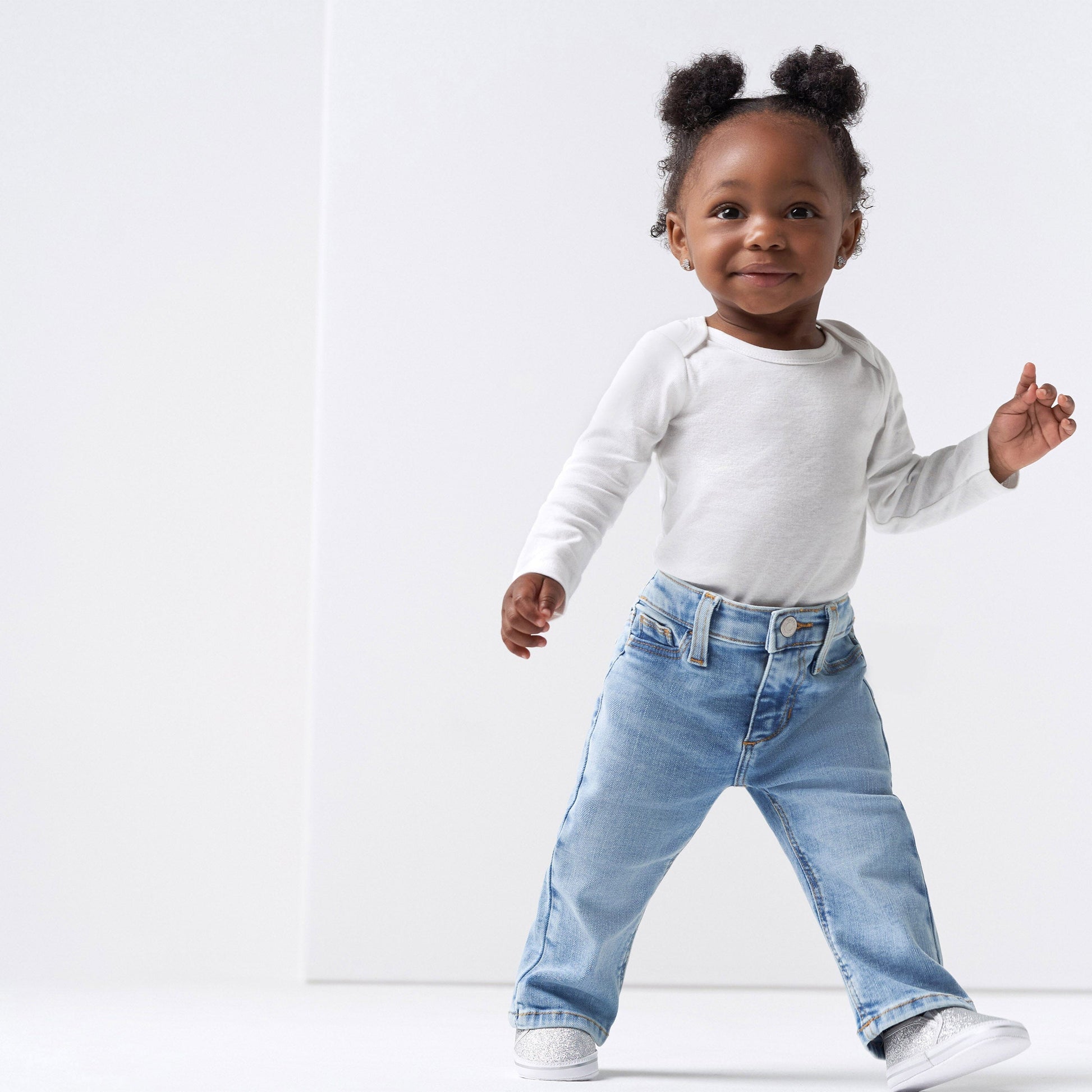 Baby Neutral Light Blue Straight Fit Jeans With Elastic Back