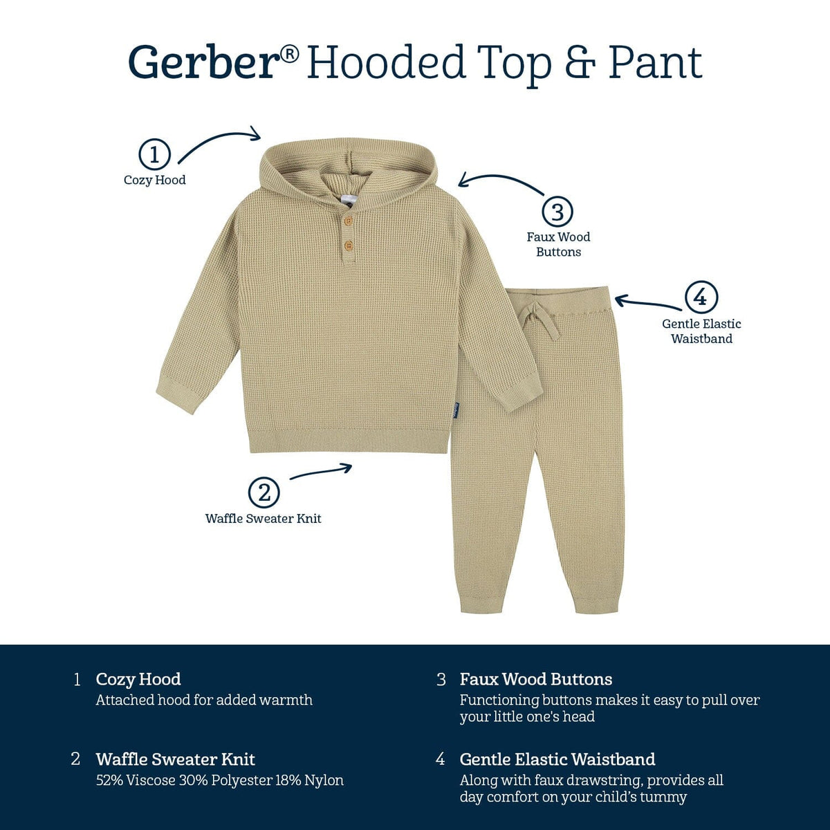 2-Piece Baby and Toddler Boys Tan Sweater Knit Set