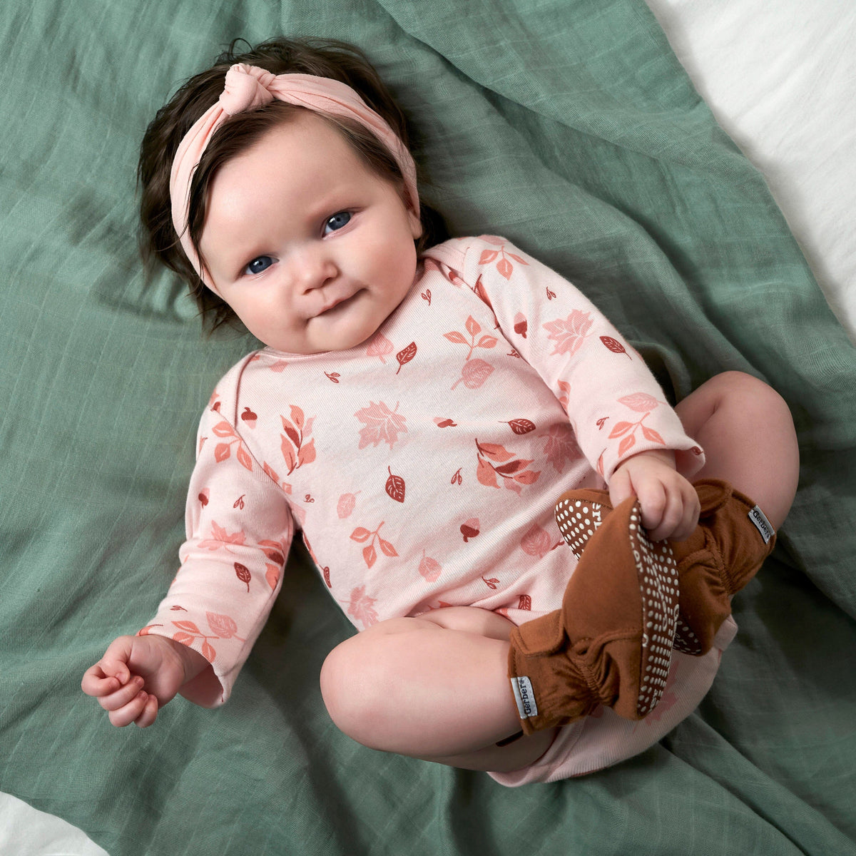 6-Pack Baby Girls Leaves Onesies® Bodysuits
