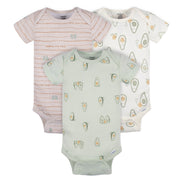 3-Pack Baby Neutral Avo-Cuddle Short Sleeve Onesies® Bodysuits onesies Onesies® Brand 