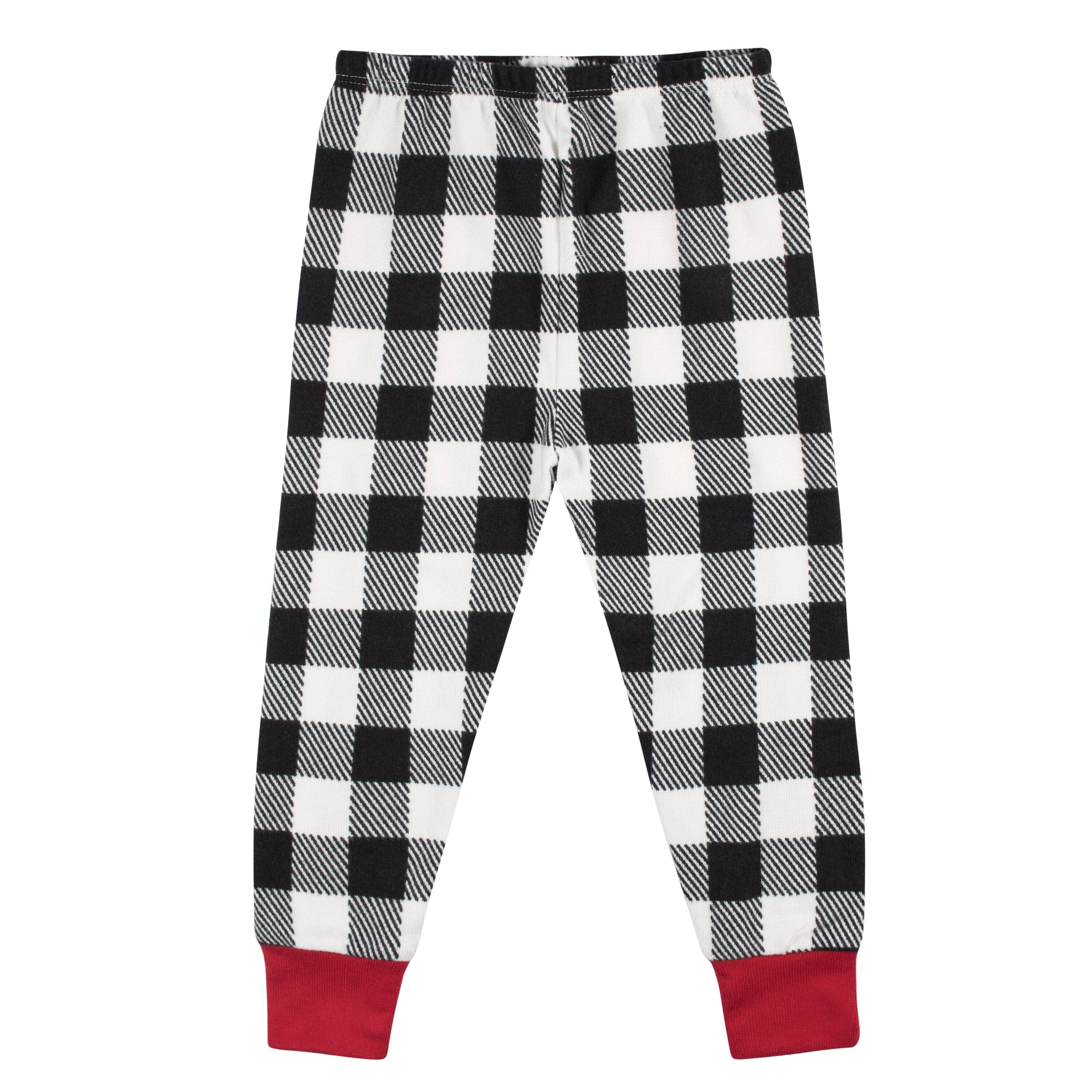2-Piece Infant and Toddler Neutral Buffalo Plaid Snug Fit Pajama Set