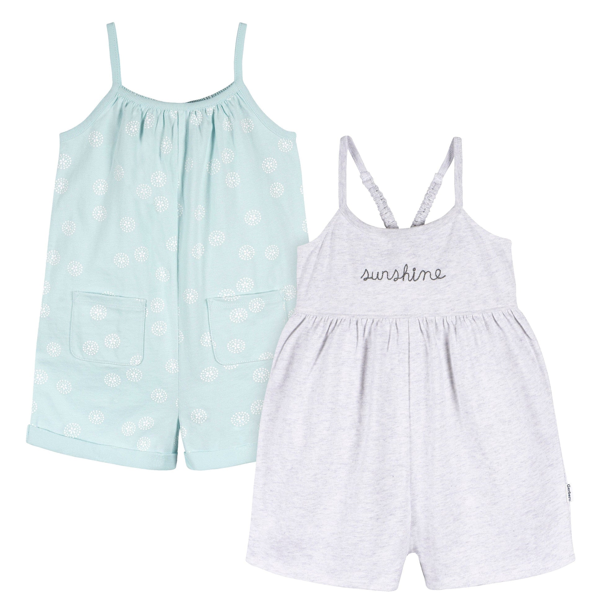 2-Piece Infant and Toddler Girls Lt Grey Heather/Sand Dollars Romper