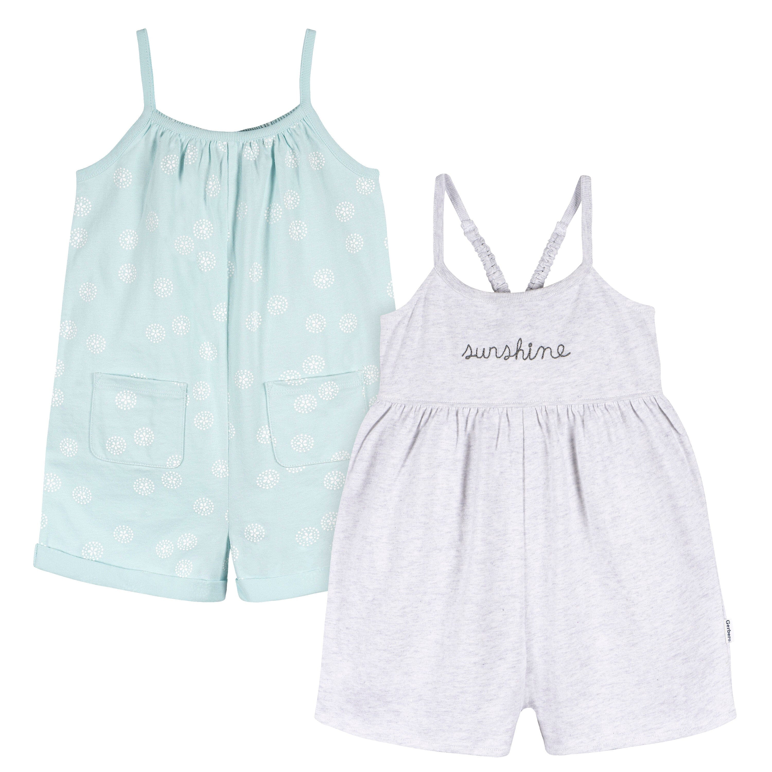 2-Piece Infant and Toddler Girls Lt Grey Heather/Sand Dollars Romper