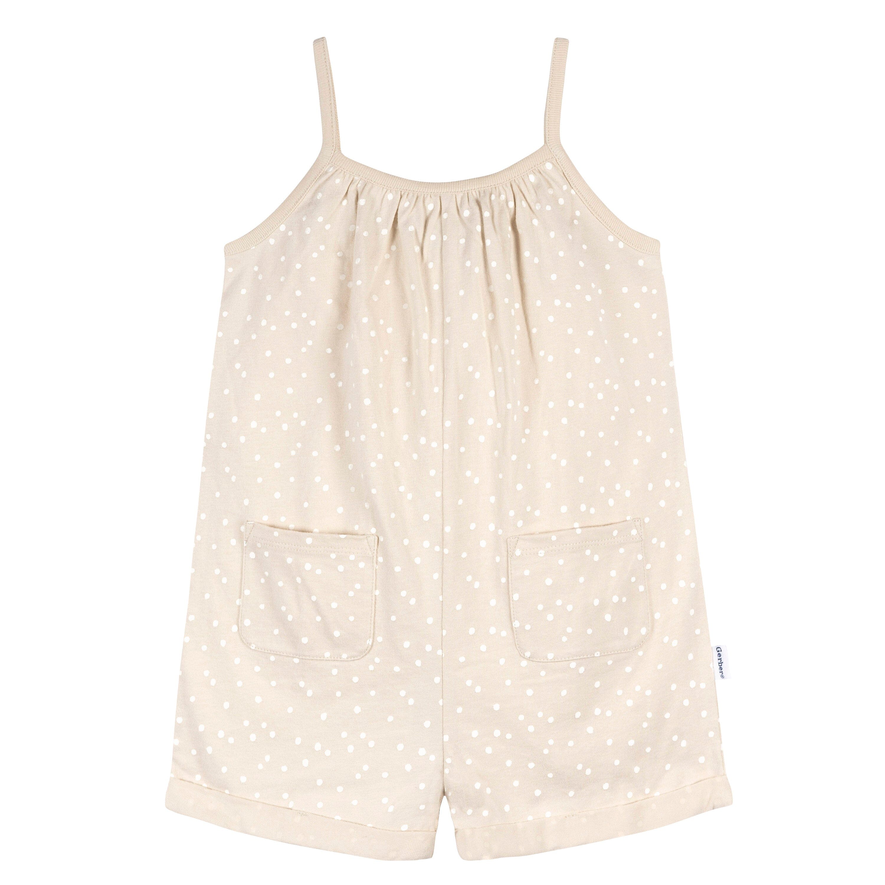 2-Piece Infant and Toddler Girls Rose Pink/Dots Romper