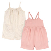 2-Piece Infant and Toddler Girls Rose Pink/Dots Romper