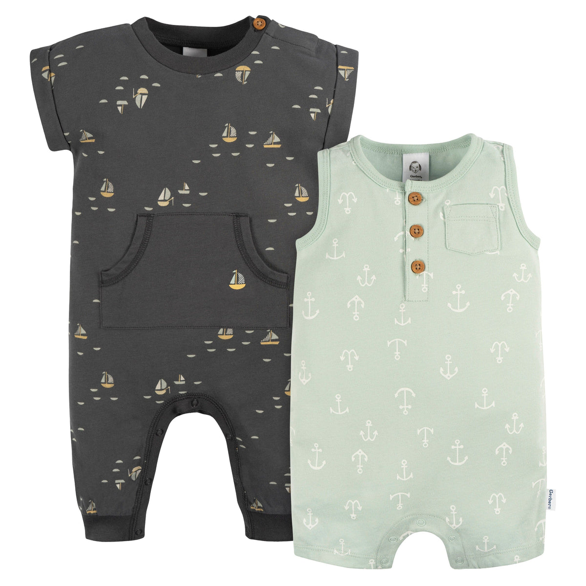 2-Pack Baby Boys Nautical Romper