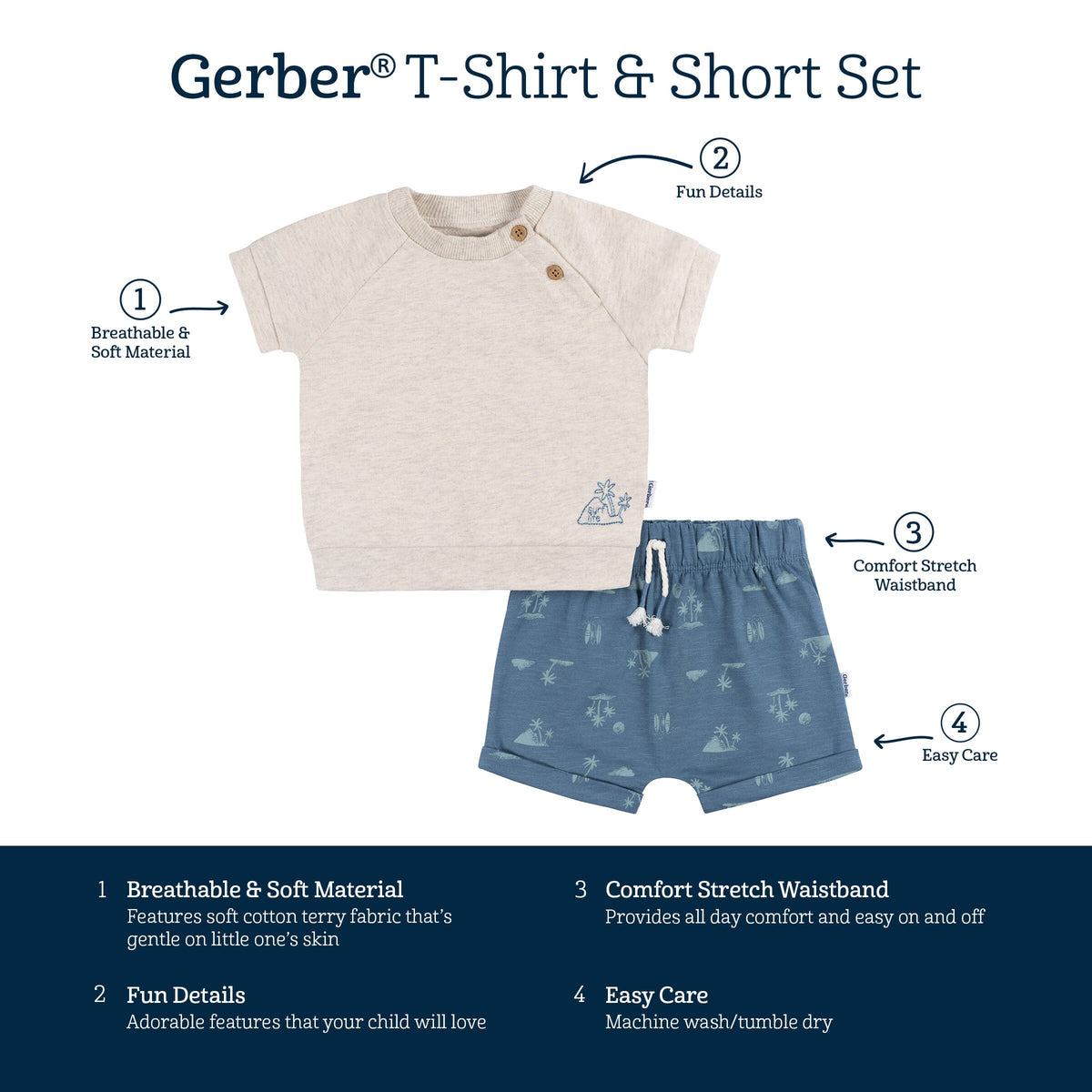 2-Piece Baby Boys Surf T-Shirt and Shorts