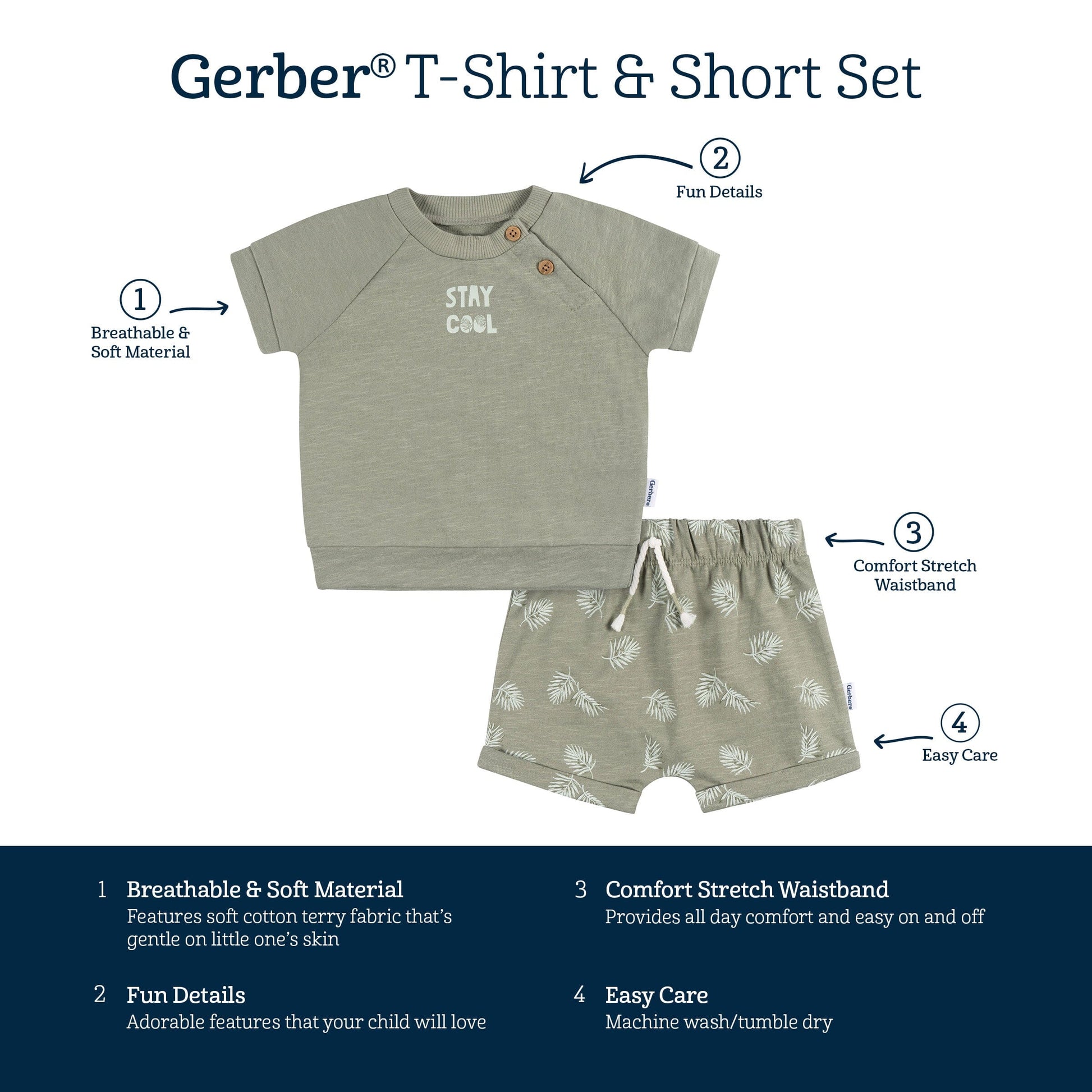 2-Piece Baby Boys Palms T-Shirt and Shorts