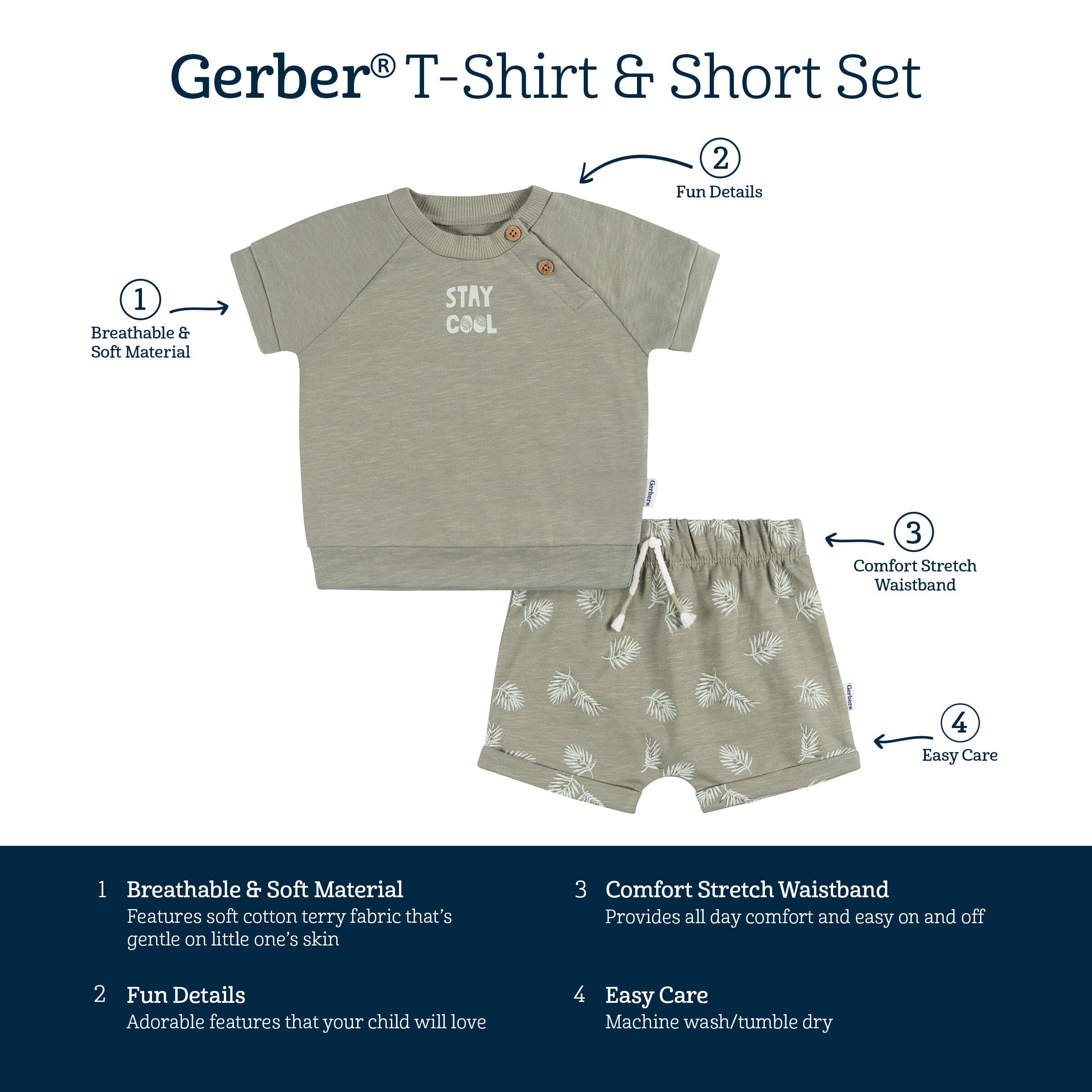 2-Piece Baby Boys Palms T-Shirt and Shorts