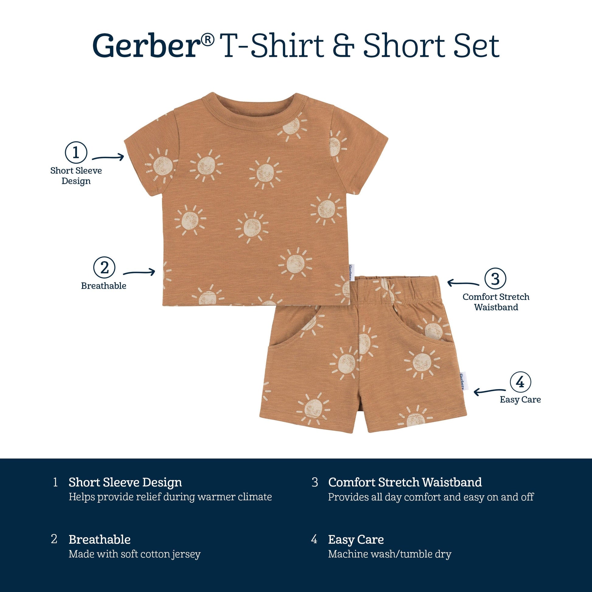 2-Piece Baby Boys Suns T-Shirt and Shorts Set