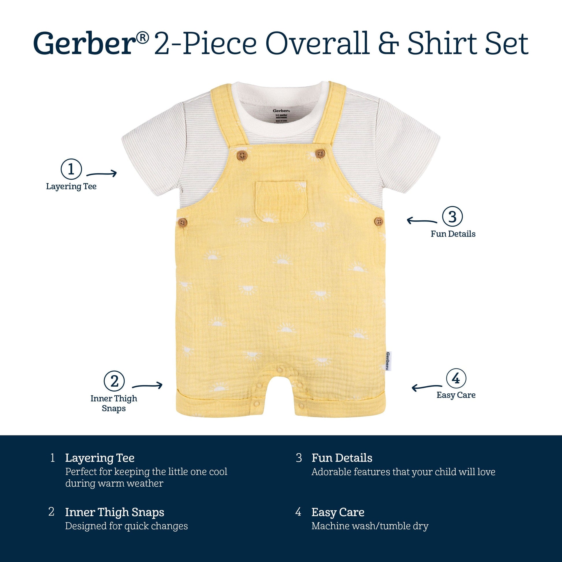 2-Piece Baby Neutral Sunrise Romper and T-Shirt