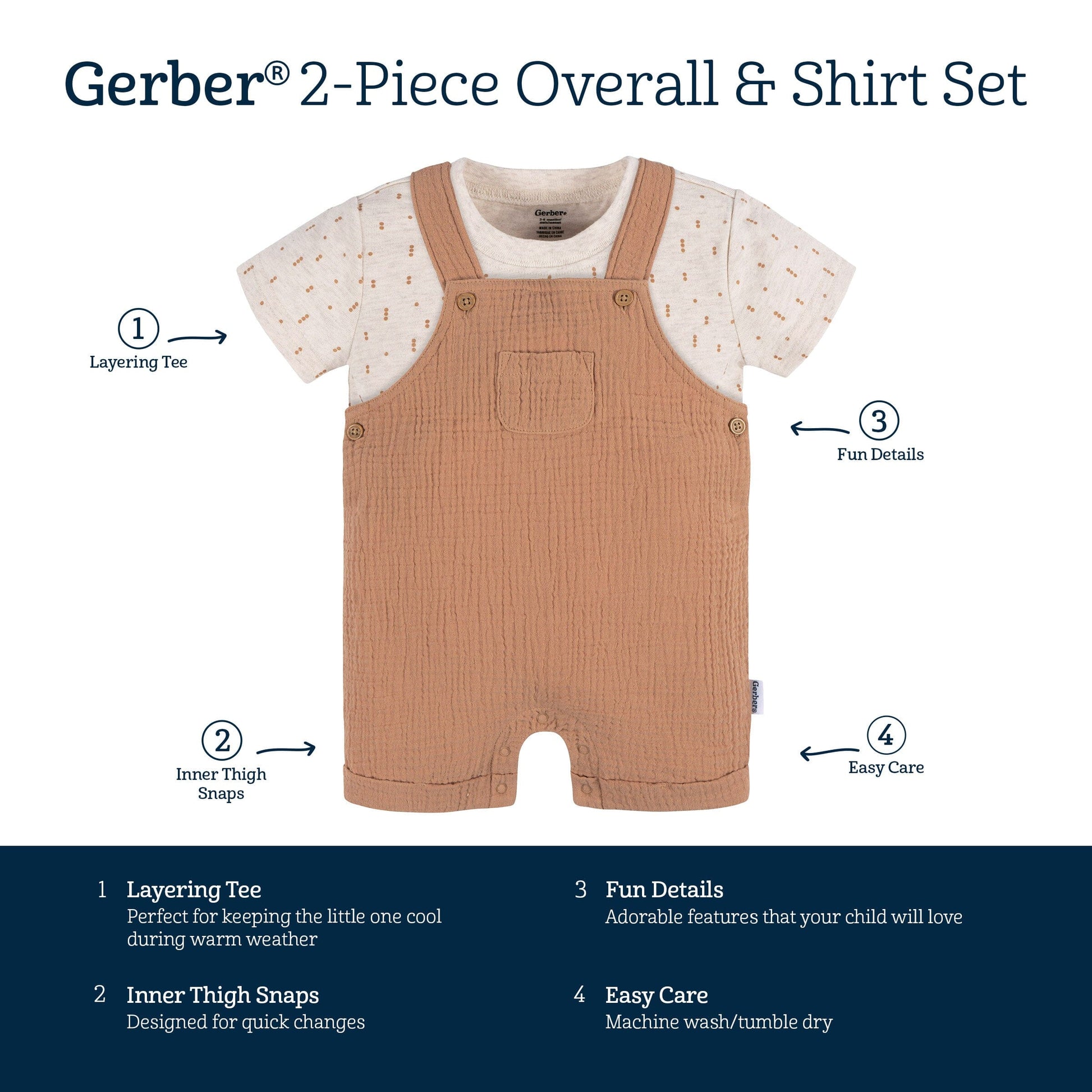 2-Piece Baby Neutral Dots Romper and T-Shirt