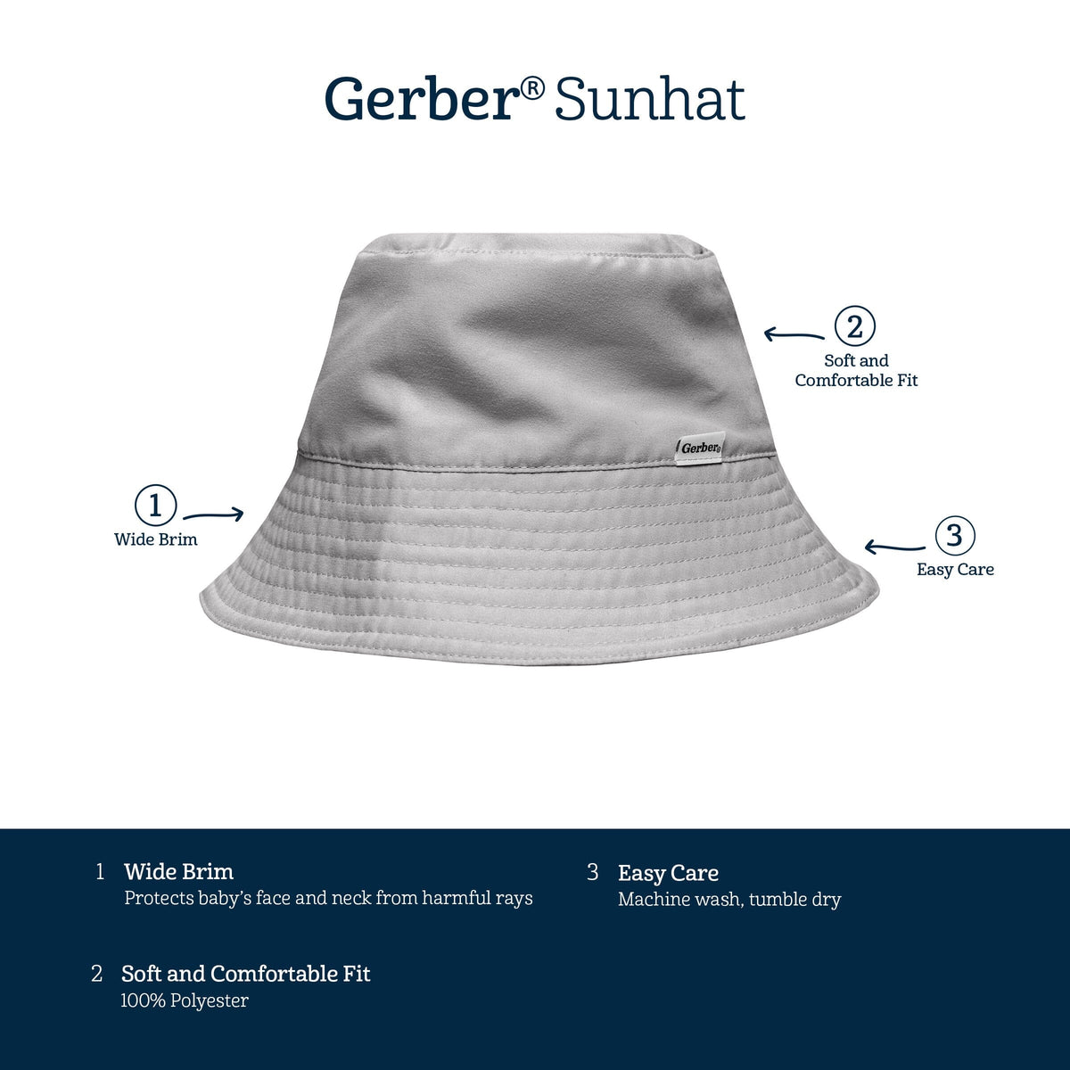 Baby Neutral Light Grey Sunhat