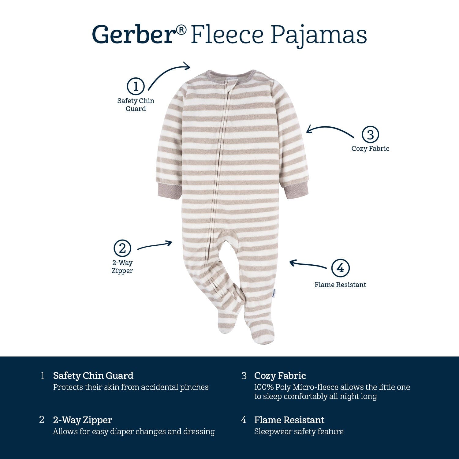 2-Pack Baby & Toddler Neutral Grey Fairisle Fleece Pajamas