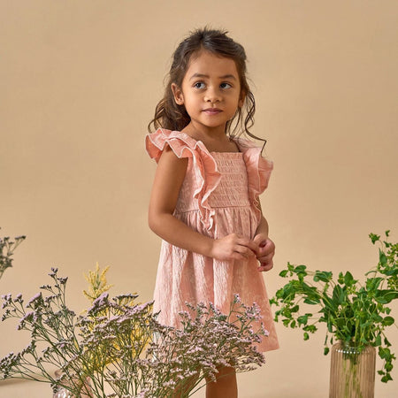 Infant & Toddler Girls Rose Wild Flowers Smocked Ruffle Dress