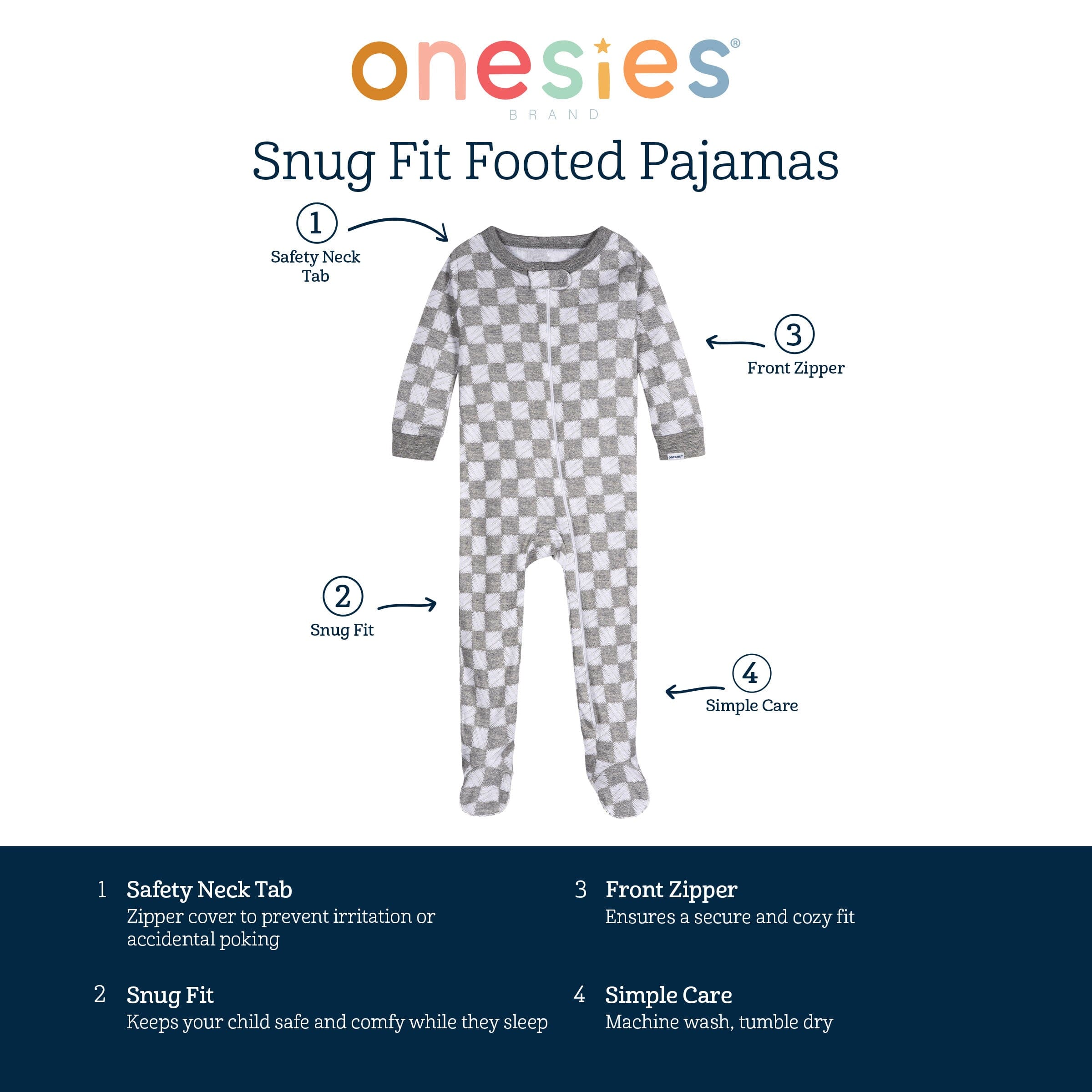 4-Pack Baby Boys Treats Snug Fit Footed Pajamas