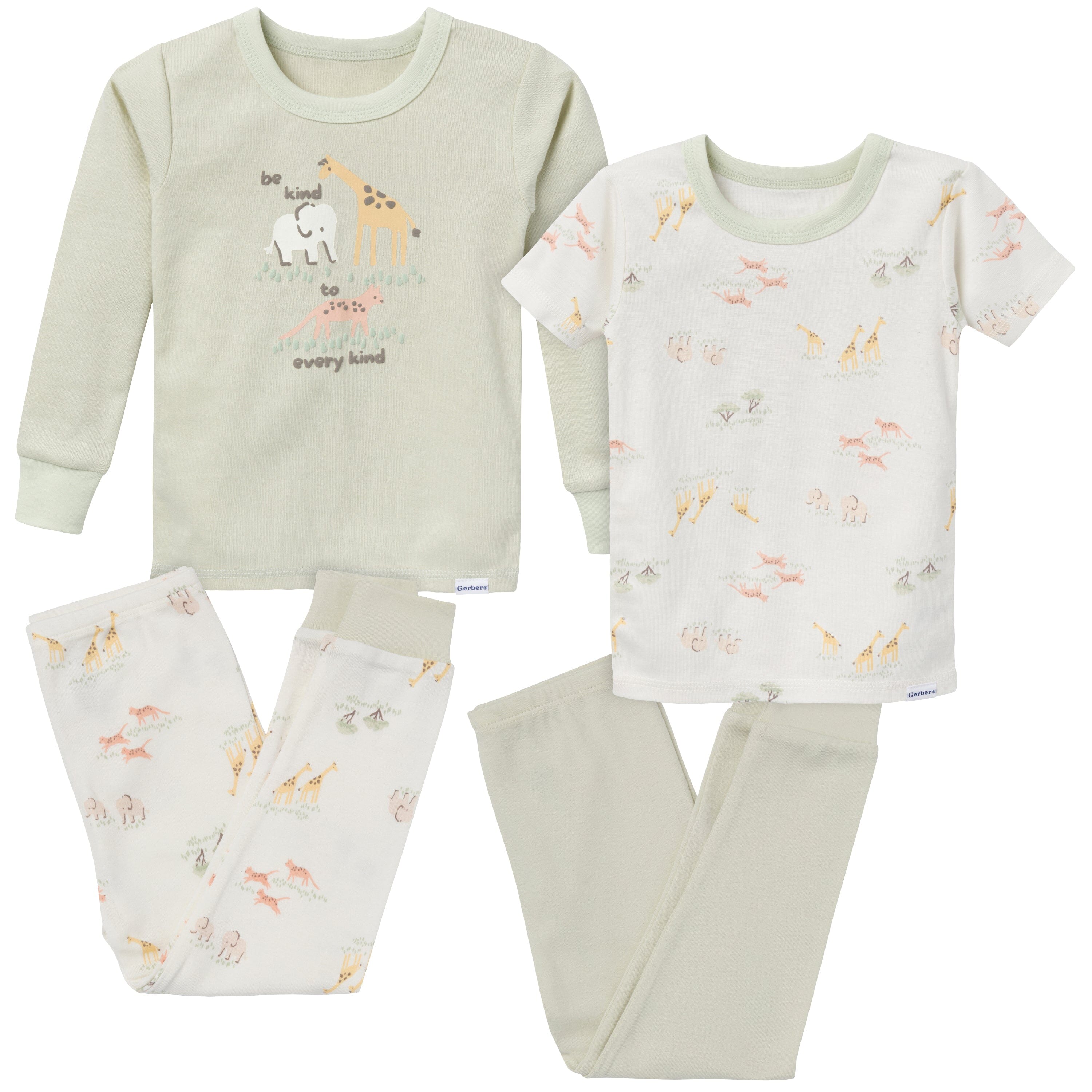4-Piece Infant & Toddler Neutral Safari Tops and Pants Sets