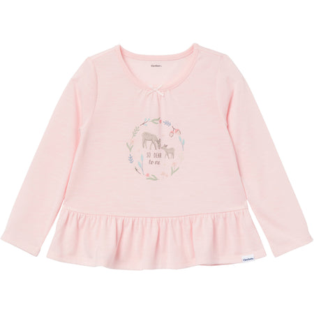 2-Piece Toddler Girls Deer Peplum Pajama Set