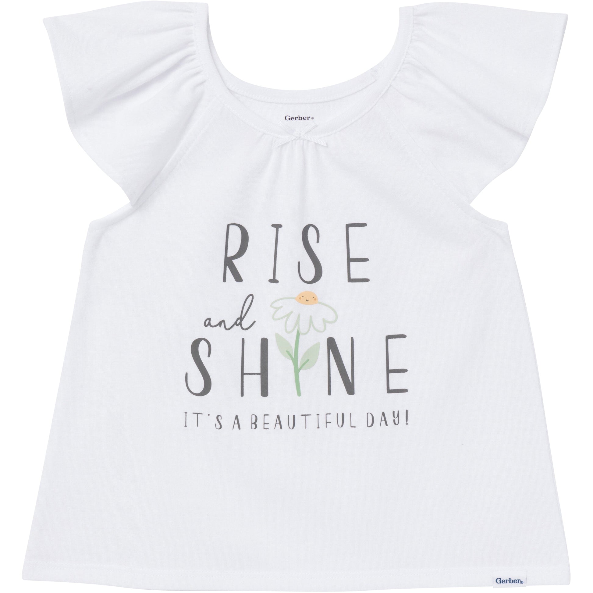 3-Piece Toddler Girls Daises T-Shirt, Shorts & Pants Pajama Set