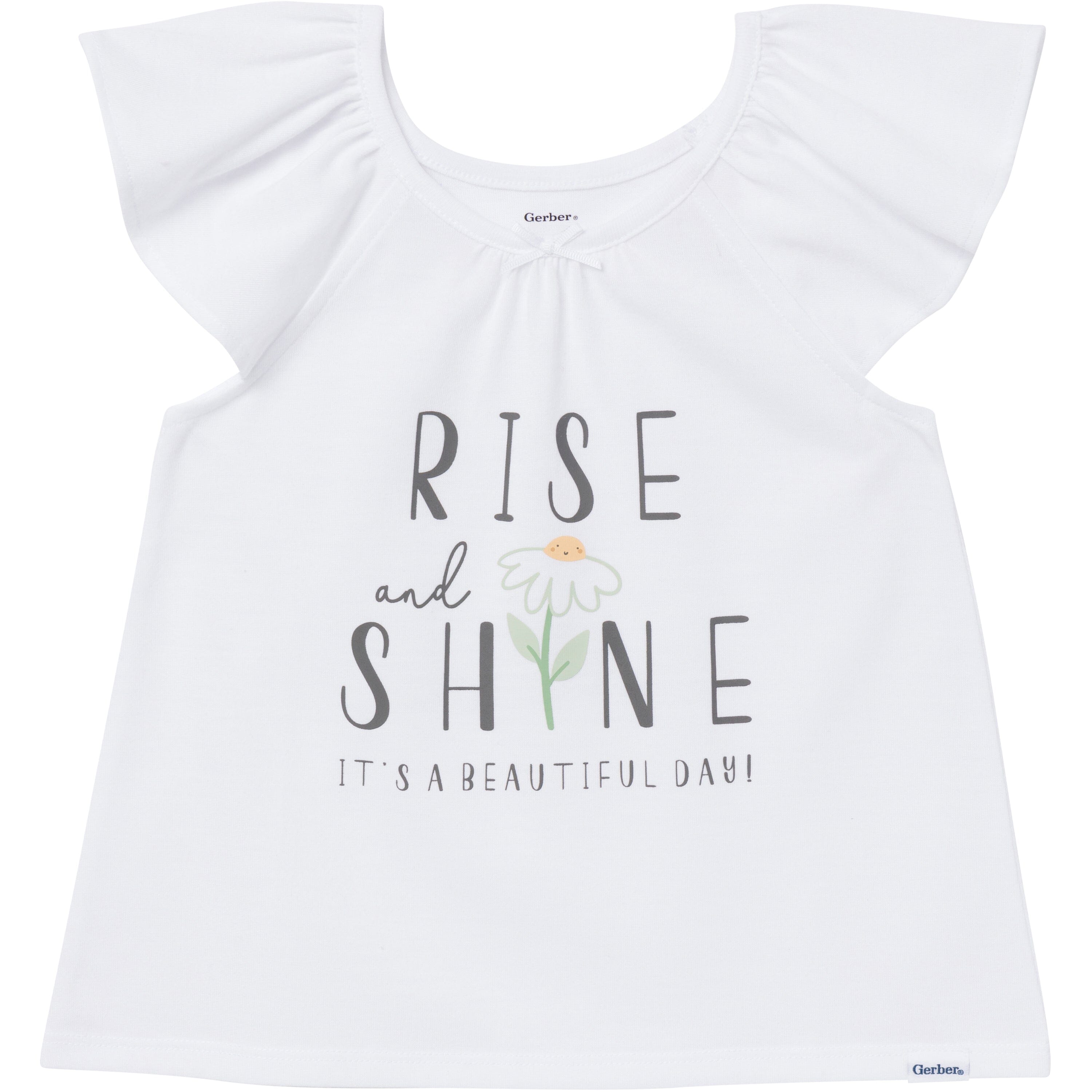3-Piece Toddler Girls Daises T-Shirt, Shorts & Pants Pajama Set