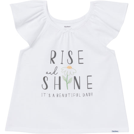 3-Piece Toddler Girls Daisies T-Shirt, Shorts & Pants Pajama Set
