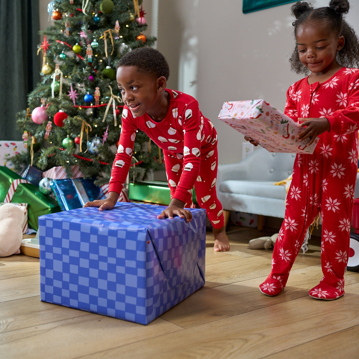 Baby & Toddler Neutral Red Snowflakes Footed Fleece Pajamas sleepwear Gerber® 