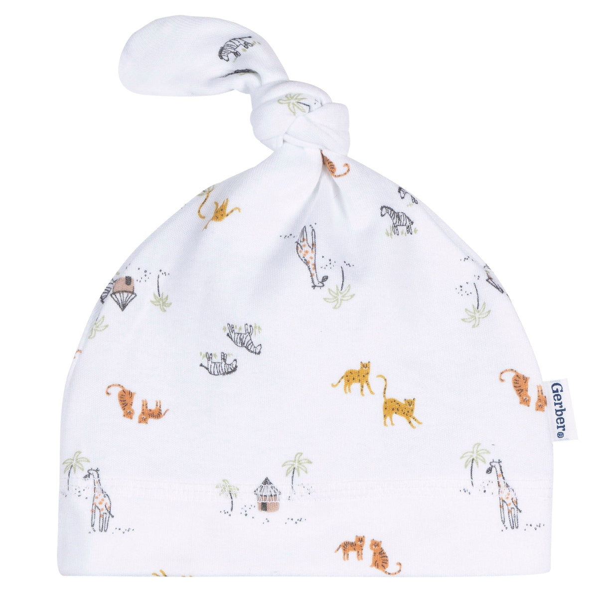 3-Piece Neutral Safari Footless Pajamas, Swaddle, and Cap Bundle Bundle Gerber Childrenswear 