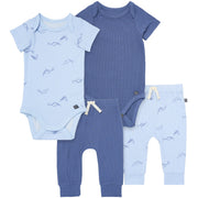 4-Pack Baby Boys Light Blue Whale Bodysuit and Pant Set outfits Modern Moments™ by Gerber® 