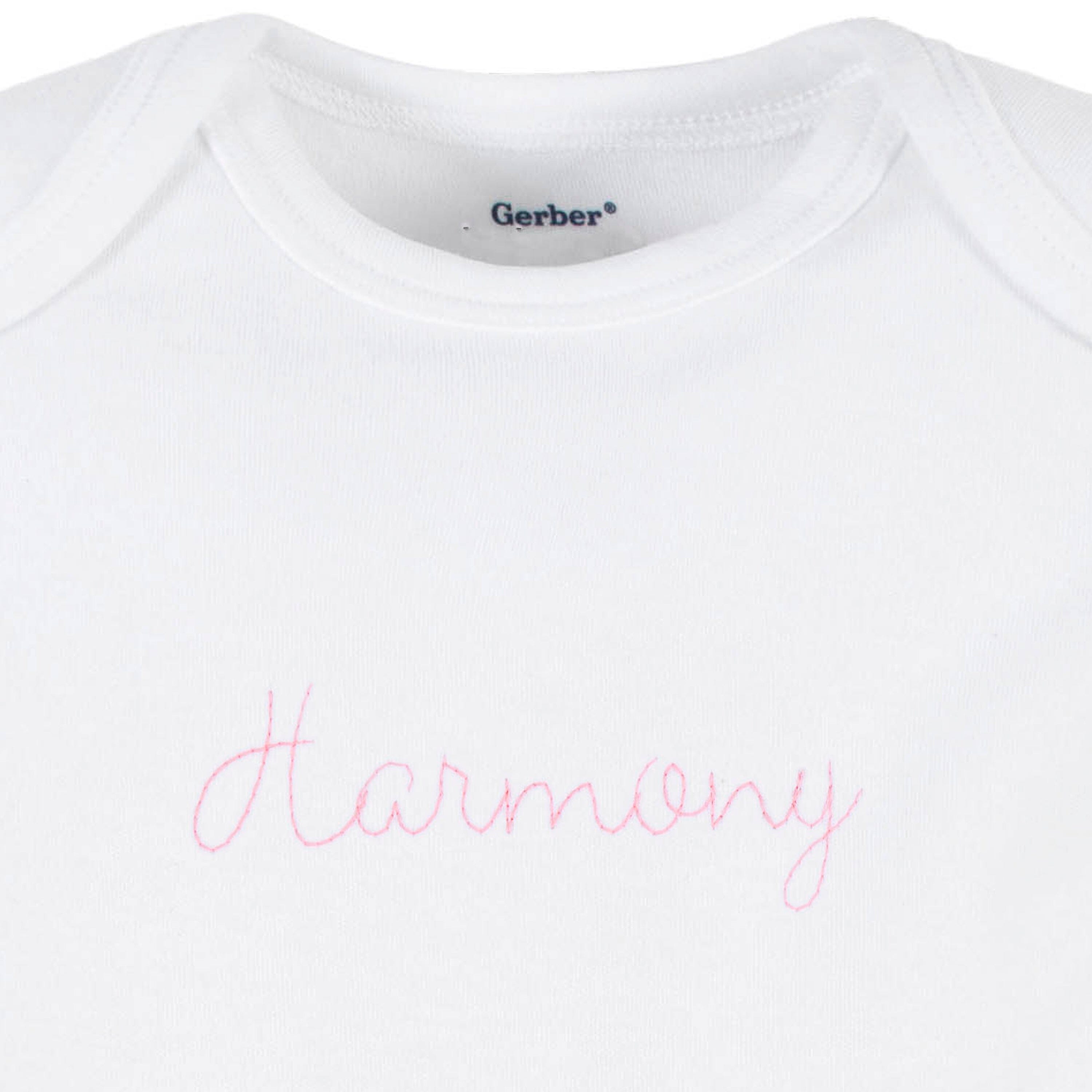 Embroidered Baby Neutral White Premium Short Sleeve Onesies® Bodysuit onesies Gerber® 