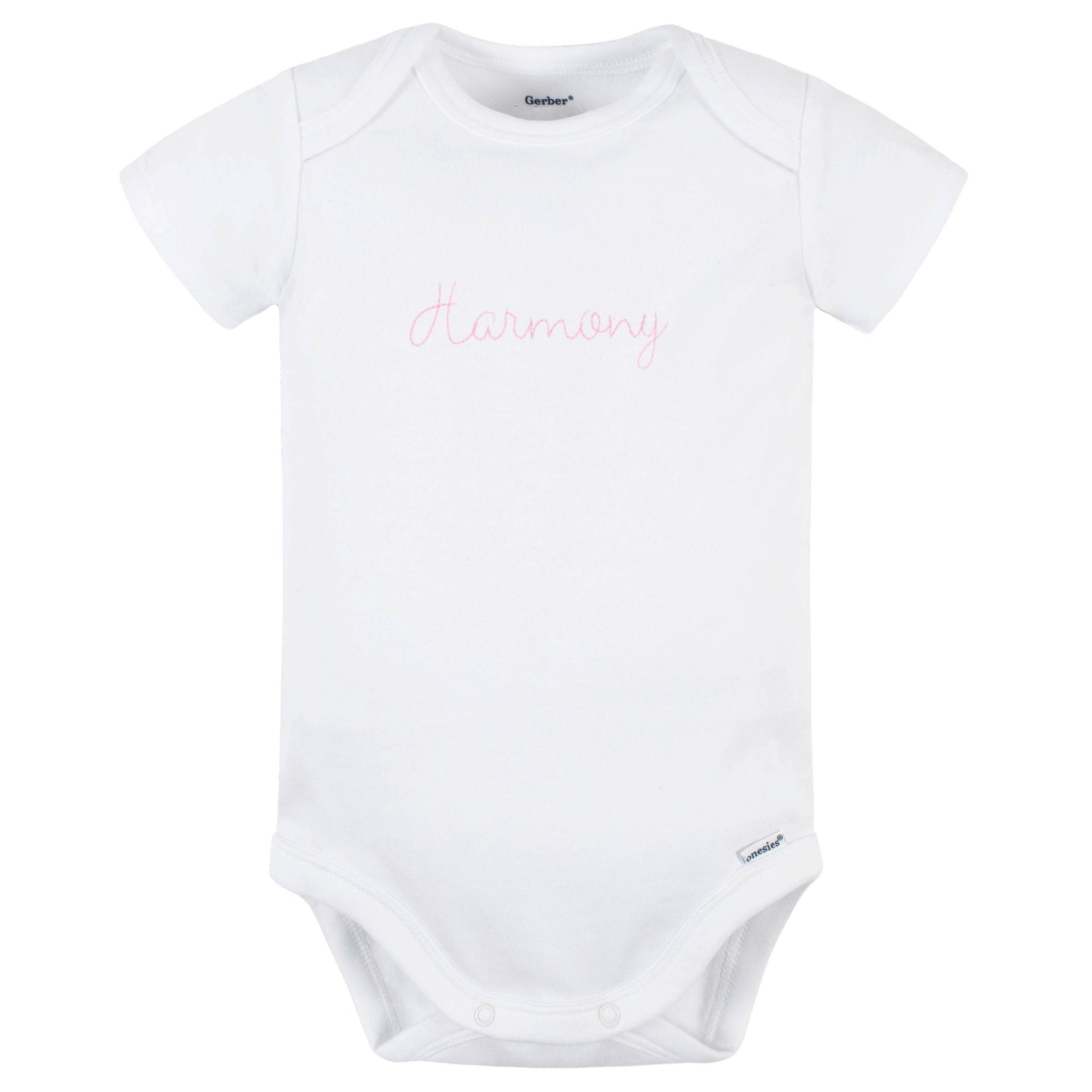 Embroidered Baby Neutral White Premium Short Sleeve Onesies® Bodysuit onesies Gerber® 
