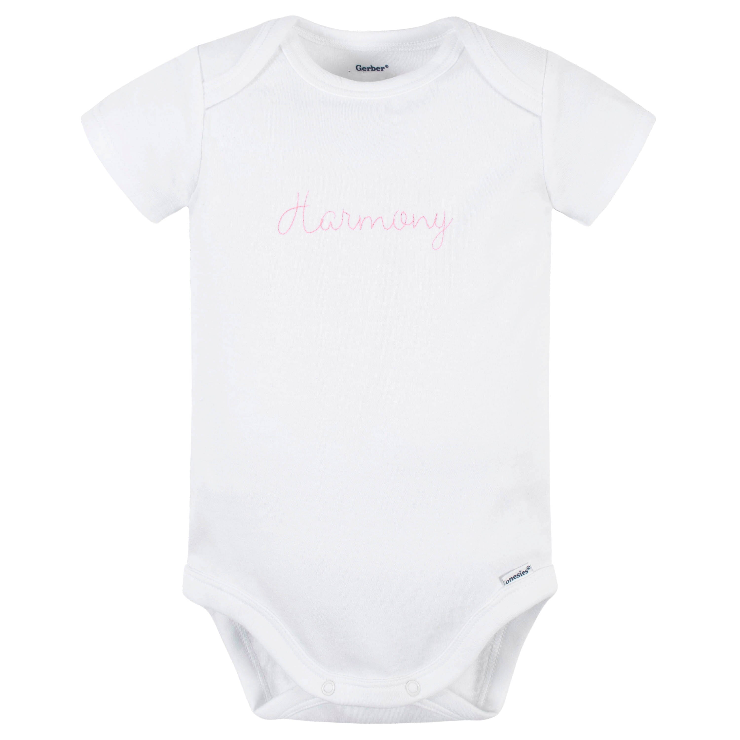 Embroidered Baby Neutral White Premium Short Sleeve Onesies® Bodysuit onesies Gerber® 
