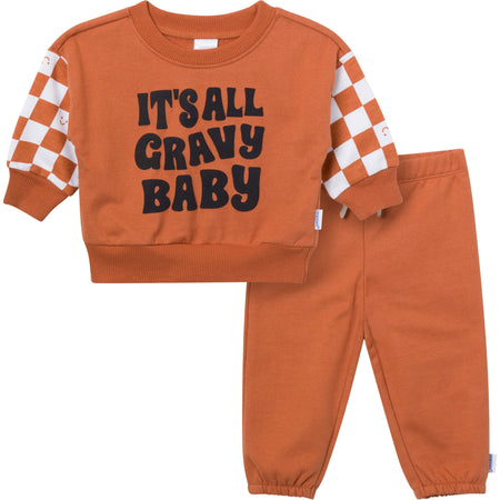 2-Piece Baby Boys It'S All Gravy Sweatshirt Set