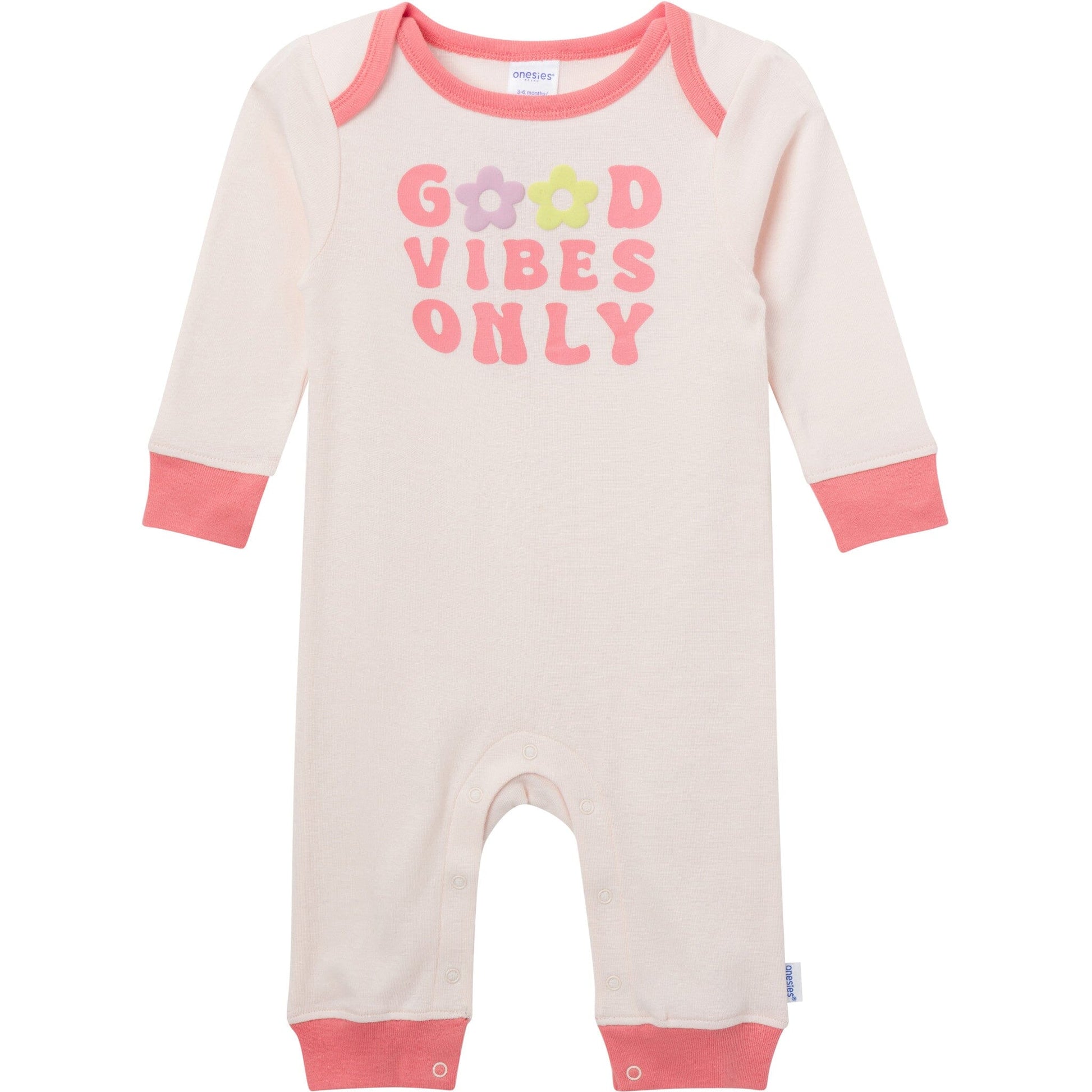 3-Pack Baby Girls Good Vibes Lap Shoulder Footless Pajamas sleepwear Gerber® 