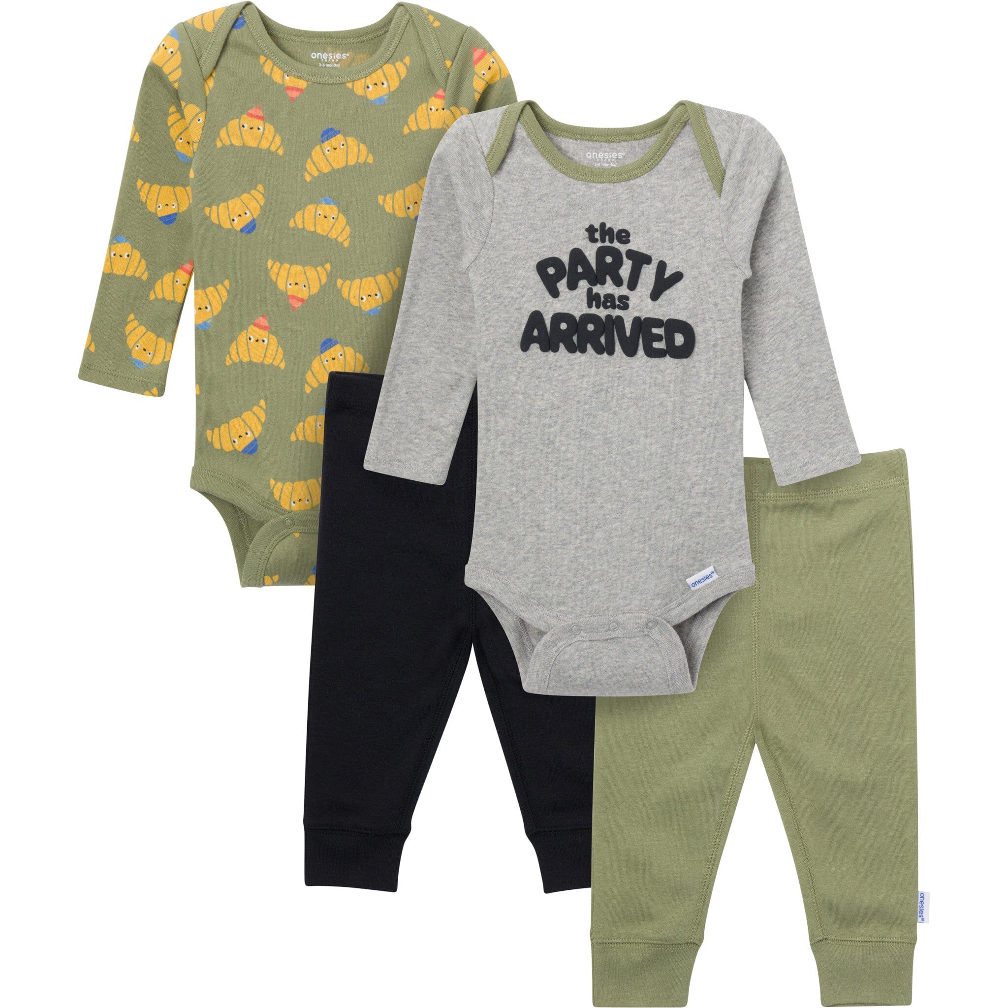 4-Piece Baby Boys Party Croissant Onesies® Bodysuits and Pants outfits Gerber® 
