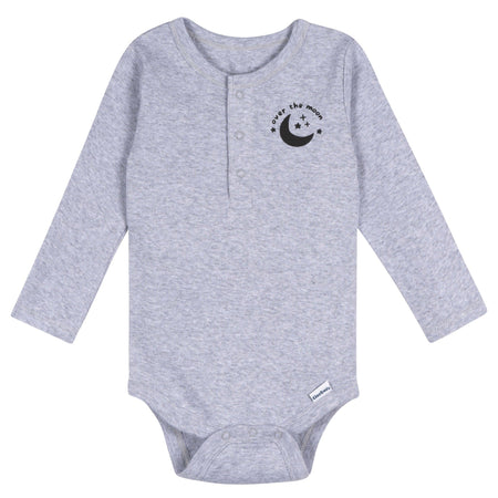 5-Pack Baby Boys Moons Long Sleeve Bodysuits