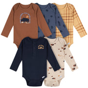 5-Pack Baby Boys Black Iris Long Sleeve Bodysuits Onesies Bodysuits Gerber® 