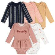 5-Pack Baby Girls Horses Long Sleeve Bodysuits Onesies Bodysuits Gerber® 