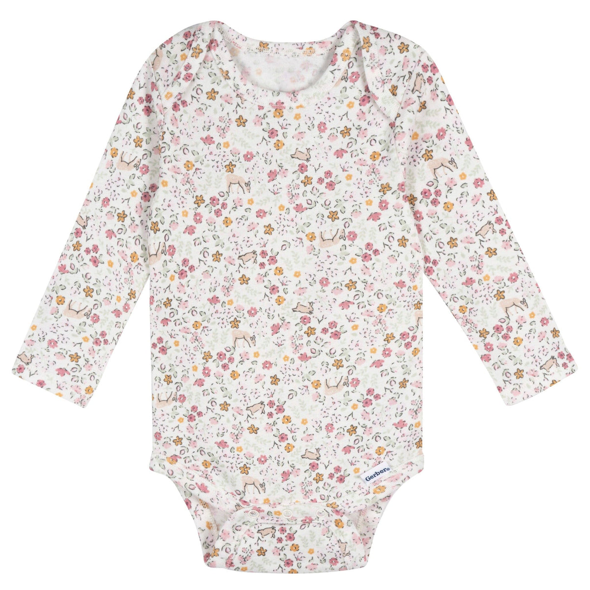5-Pack Baby Girls Flowers Long Sleeve Bodysuits Onesies Bodysuits Gerber® 