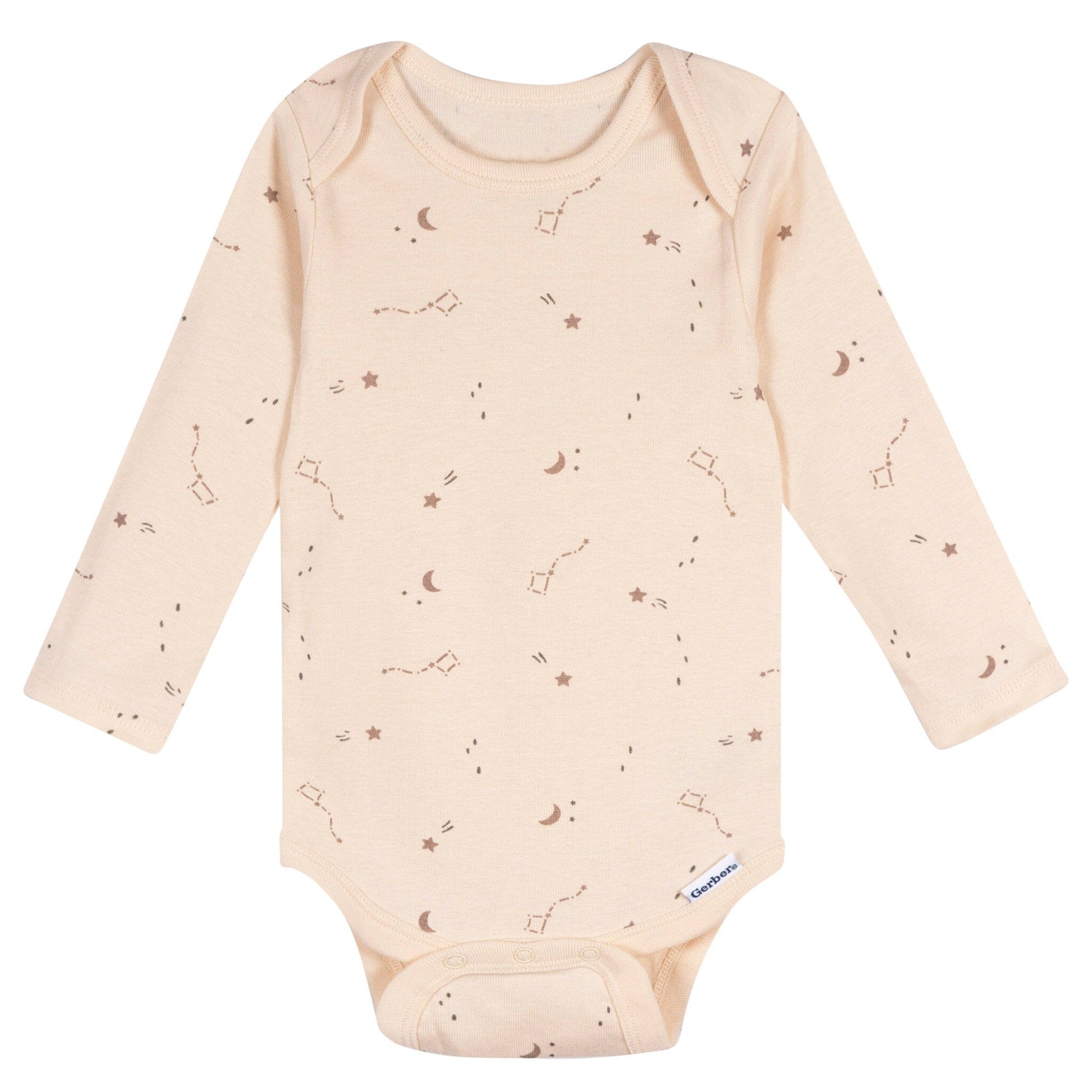 5-Pack Baby Neutral Tan Stars Long Sleeve Bodysuits Onesies Bodysuits Gerber® 