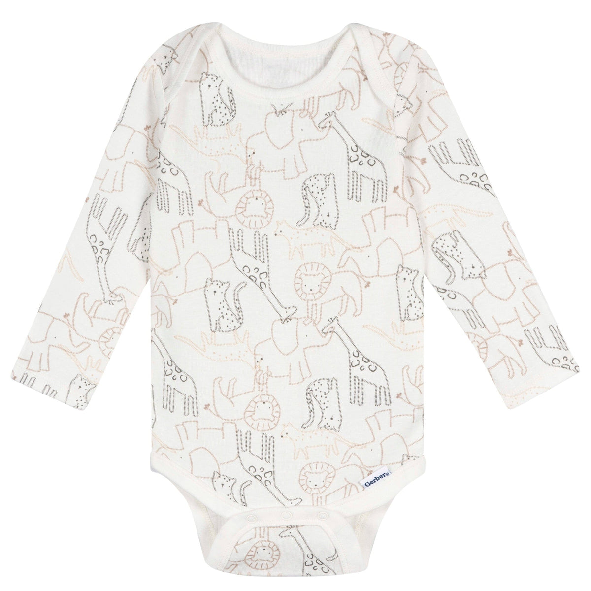 5-Pack Baby Neutral Tan Stars Long Sleeve Bodysuits Onesies Bodysuits Gerber® 