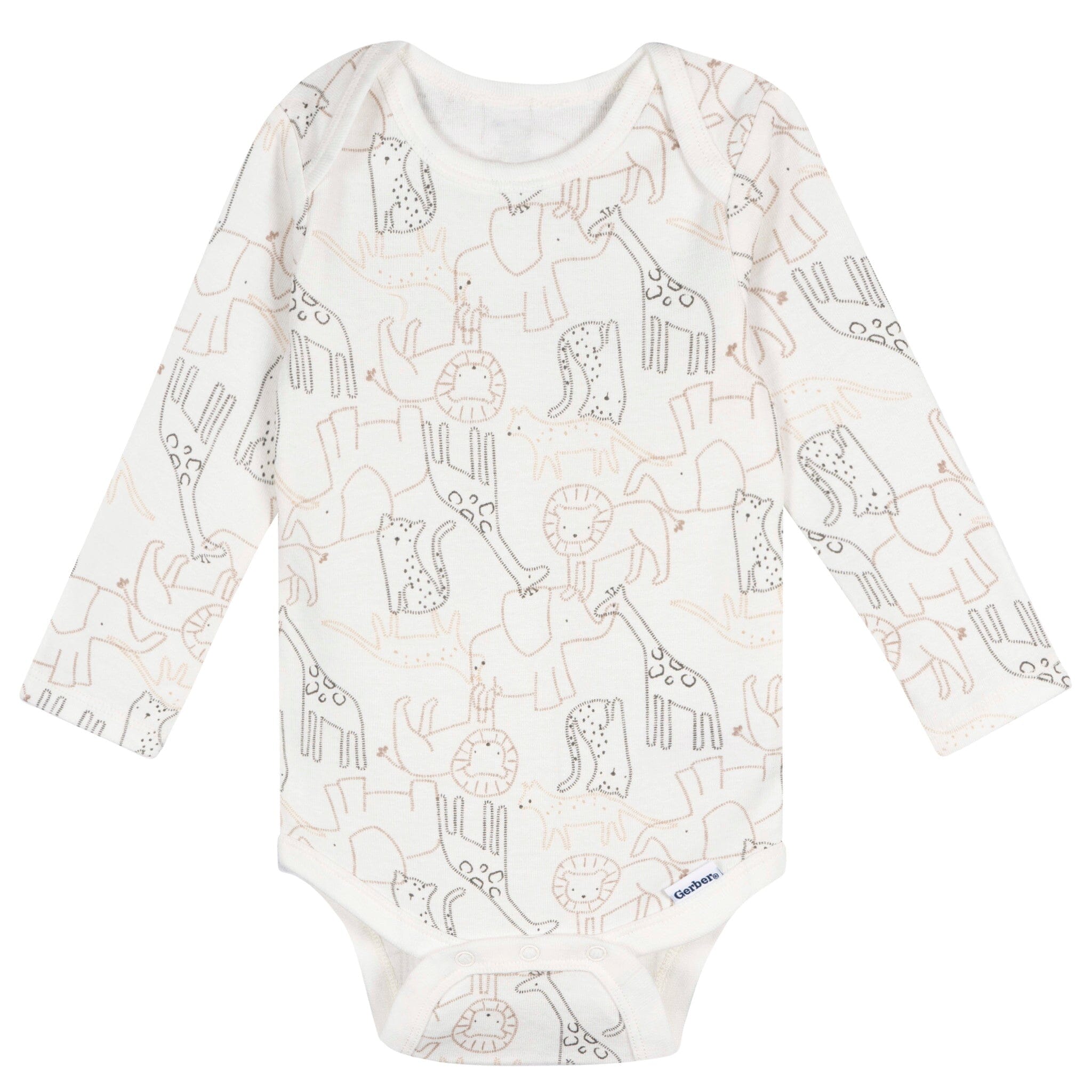 5-Pack Baby Neutral Tan Stars Long Sleeve Bodysuits Onesies Bodysuits Gerber® 