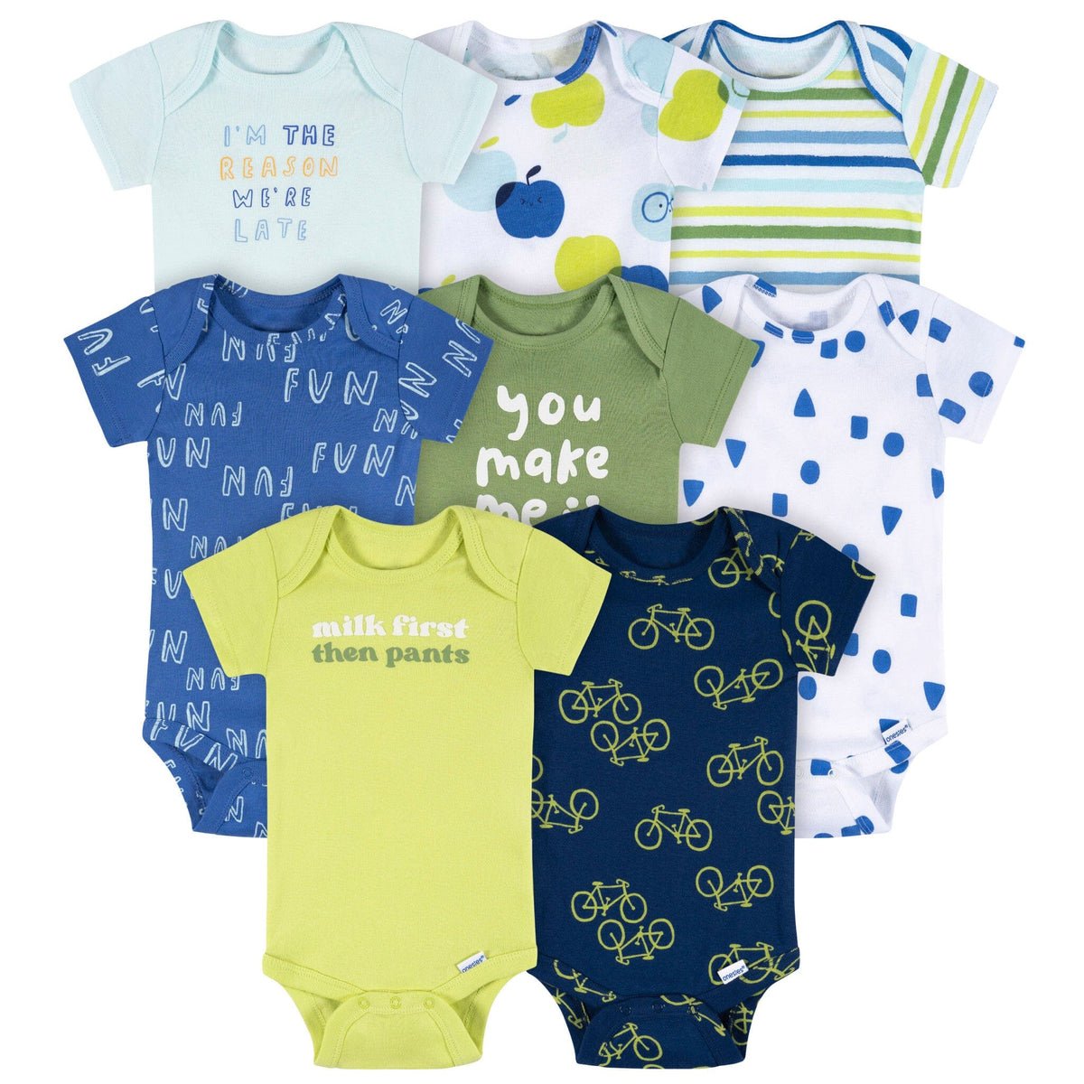 8-Pack Baby Boys Fun First Short Sleeve Onesies® Bodysuits onesies Onesies® Brand 
