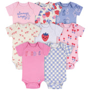 8-Pack Baby Girls Berry Happy Short Sleeve Onesies® Bodysuits Onesies® Brand 
