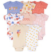 8-Pack Baby Girls Cool Snacks Short Sleeve Onesies® Bodysuits onesies Onesies® Brand 