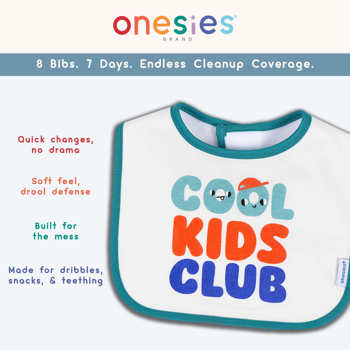 8-Pack Baby Boys Kids Club Drooling Bibs bibs Onesies® Brand 