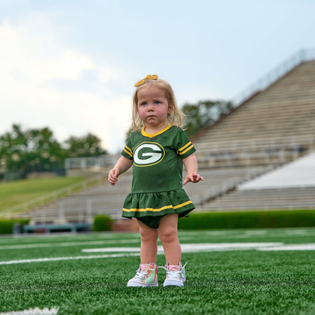 2-Piece Baby Girls Green Bay Packers Dress & Diaper Cover Set